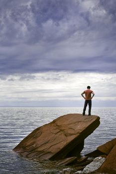 You know when you���re thinking about future��� if you���re ready to jump or not��� dive or not... You feel like the king of the world but still have some taught. Being zen. Well this is a picture taken on a rocky shore during a cold day of autumn in the Gaspe Peninsula in Caplan, Qc, Canada representing some conceptual attitudes.