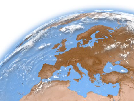 Europe on planet Earth isolated on white background. Elements of this image furnished by NASA.