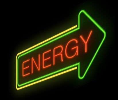 Illustration depicting an illuminated neon sign with an energy concept.