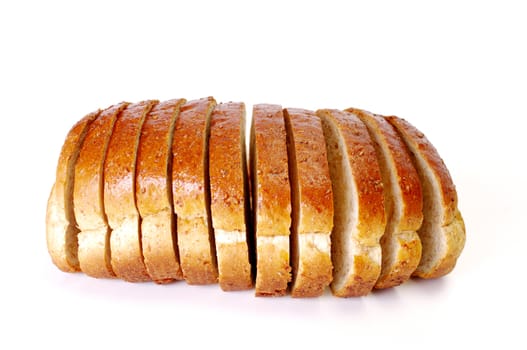 Whole wheat bread on white background