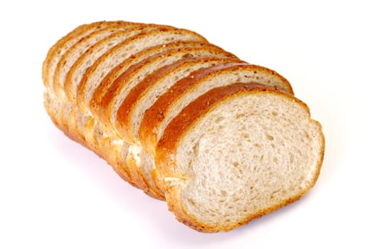 Whole wheat bread on white background