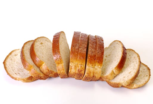Whole wheat bread on white background
