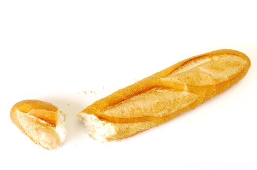 long loaf isolated on white background 

