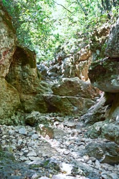 Mouth of the river dried up in the mountains in the north of Israel.