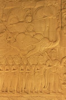 Wall bas-relief, Angkor Wat temple, Siem Reap, Cambodia