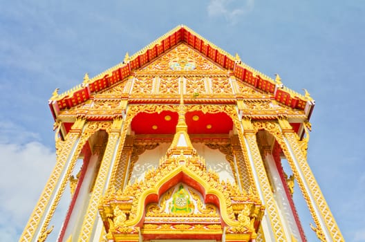 Golden pagoda at the Thai temple
Buddha church at the Thai temple style