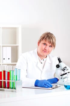 female doctor working in the lab, doing research