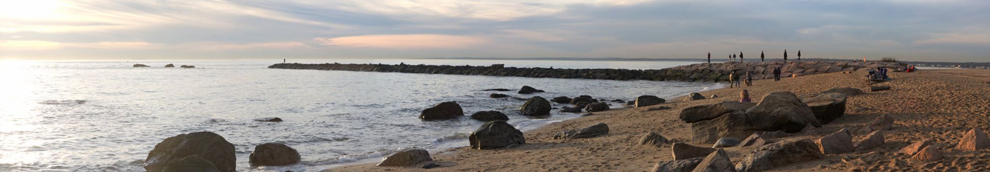 The Connecticut shoreline overlooking the Long Island Sound in Hammonasset State Park.