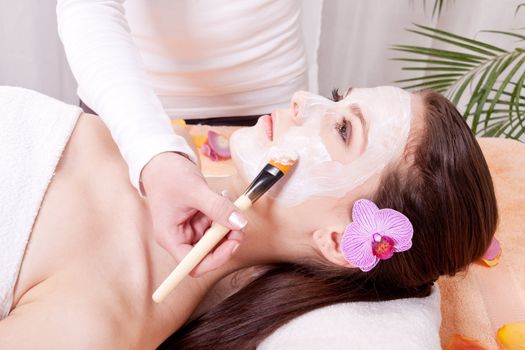 woman face with beauty treatment cometic spa wellness 