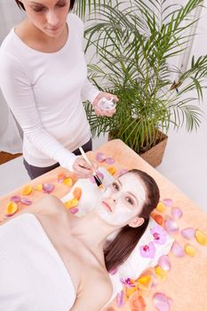 woman face with beauty treatment cometic spa wellness 