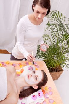 woman face with beauty treatment cometic spa wellness 