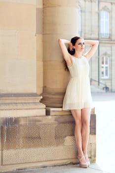 beautiful woman in sexy dress outdoor in summer daylight
