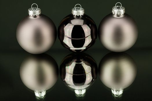 christmas decoration in grey silver glamour on black background