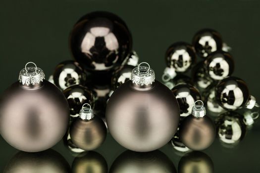 christmas decoration in grey silver glamour on black background