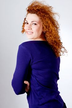 attractive young redhead woman smiling laughing emotion portrait