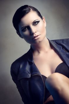 attractive young sexy woman with smokey eyes portrait