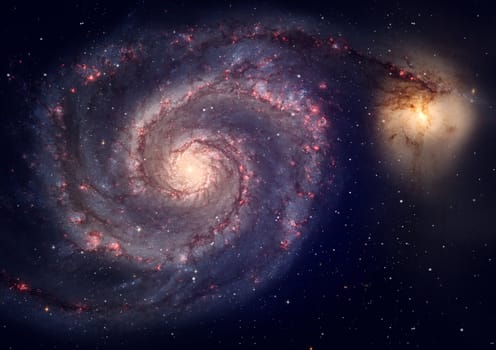 Stars and spiral galaxy in a free space