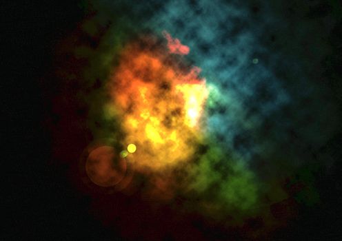 Far being shone nebula and star field against space