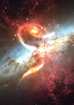 Stars and spiral galaxy in a free space