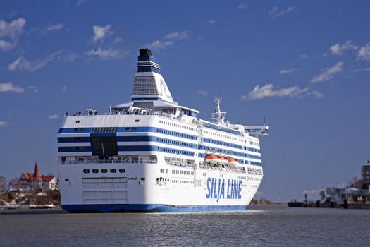 the Silja Line ferry sails 
from port of Helsinki on April 20, 2013.
