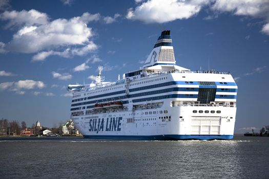 the Silja Line ferry sails 
from port of Helsinki on April 20, 2013.