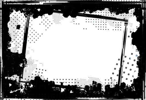 Black grunge border frame on white background