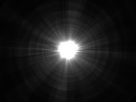 Glare and rays on a black background