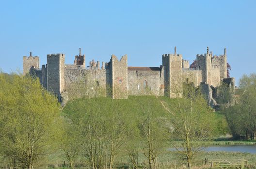 Framlingham Castle with field in foreground
