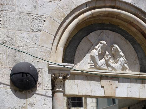 The fourth station stop Jesus Christ, who bore his cross to Golgotha. Old City Jerusalem, Israel