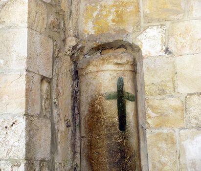 The  ninth  station stop Jesus Christ, who bore his cross to Golgotha. Old City Jerusalem, Israel