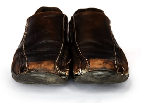 Old Brown Shoes  top view (isolated on white background)