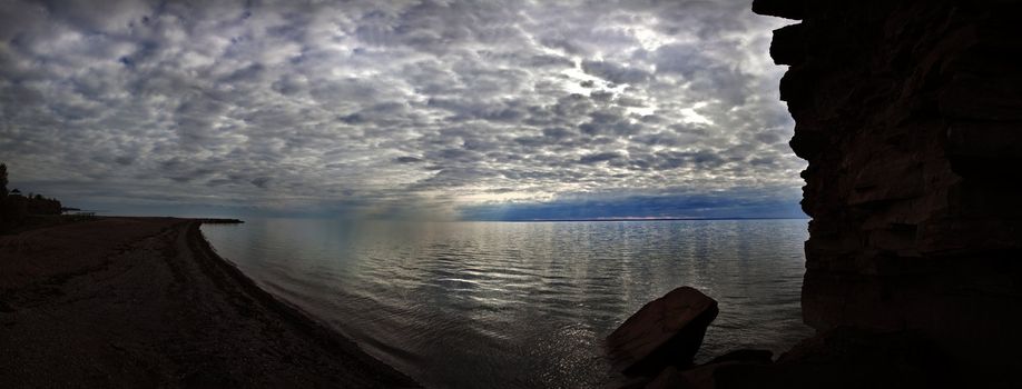 Caplan, Qc sea shore panorama of Gaspe Peninsula