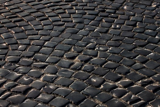 cobble stone road in Uzhgorod, Ukraine