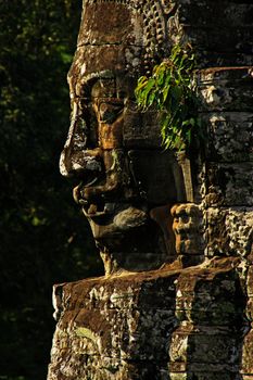 Stone face of Bayon temple, Angkor area, Siem Reap, Cambodia