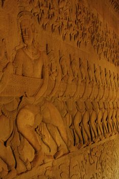 Wall bas-relief, Angkor Wat temple, Siem Reap, Cambodia