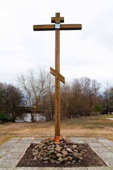 The orthodox cross in Staraya Russa, Russia.