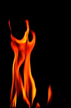 fire on black close up abstract background