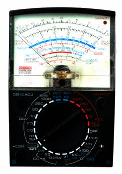 Analog multimeter instrument isolated on white background