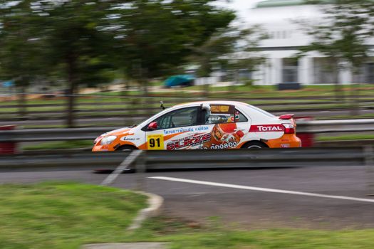 NAKHONRATCHASIMA, THAILAND-SEPTEMBER 02 : Competition " Toyota One Make Race 2012 " Round 4  Championship of Thailand, on SEPTEMBER 02, 2012   at Sport Complex in Nakhonratchasima, Thailand