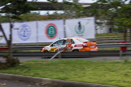 NAKHONRATCHASIMA, THAILAND-SEPTEMBER 02 : Competition " Toyota One Make Race 2012 " Round 4  Championship of Thailand, on SEPTEMBER 02, 2012   at Sport Complex in Nakhonratchasima, Thailand