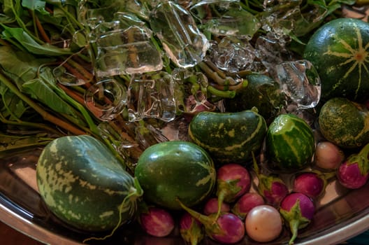 Frozen vegetables with ice , fresh food