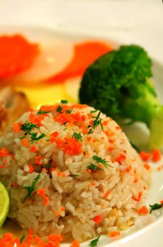 close up fried rice with mix vegetable