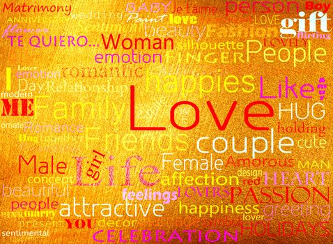 Seamless pattern made from words which relate with word love