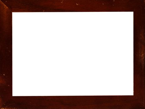 Vintage picture frame, wood plated, white background, clipping path included