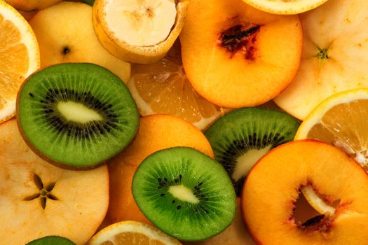 Sliced fruits background