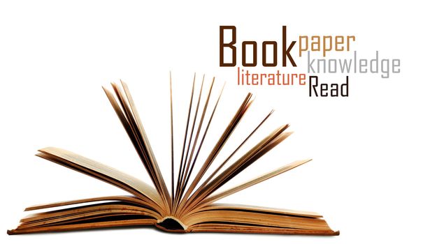 Open book isolated on white background