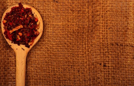 Spices on burlap