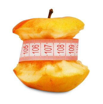Apple with measurement isolated on white