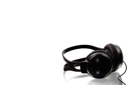 black headphones isolated on white background