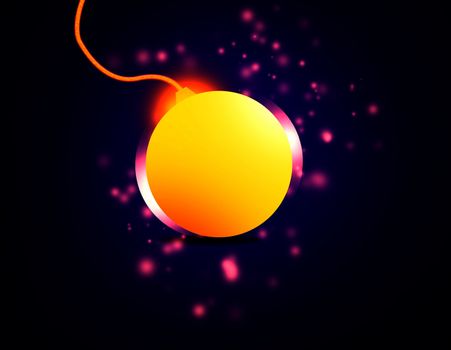 Yellow button on blue background